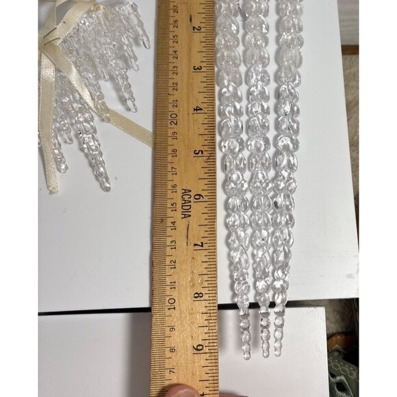 Clear Acrylic Icicle Christmas Ornaments With Ribbon Lg Icicles 9" - Picture 6 of 7